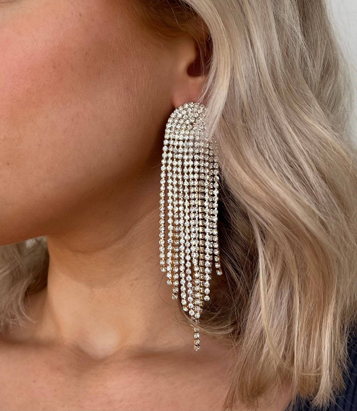 Half Circle Diamond Drop Earrings