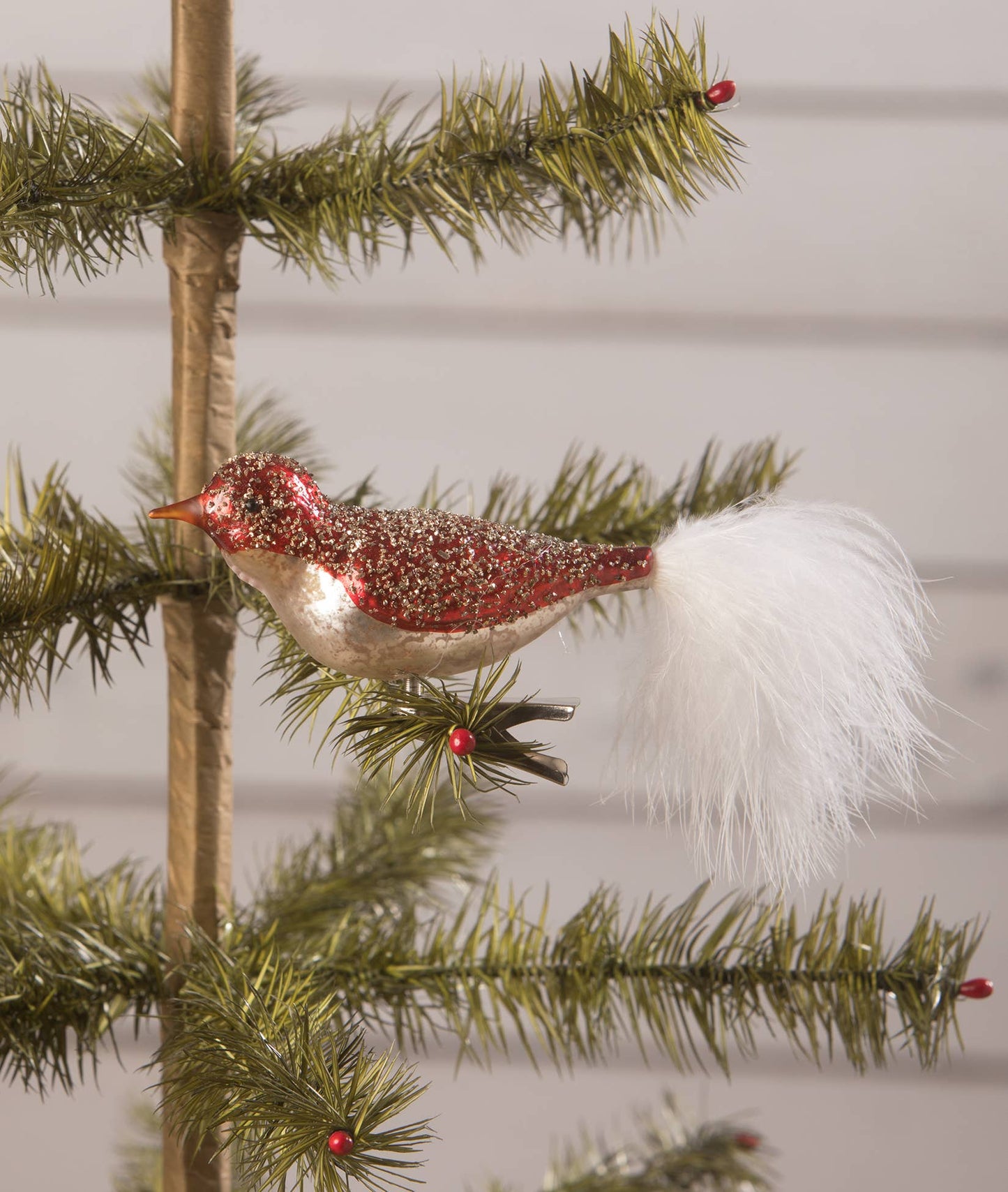 Sparkle Red Bird Clip Ornament