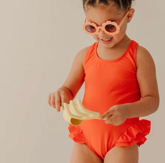 Salty Orange Ruffle Swimsuit