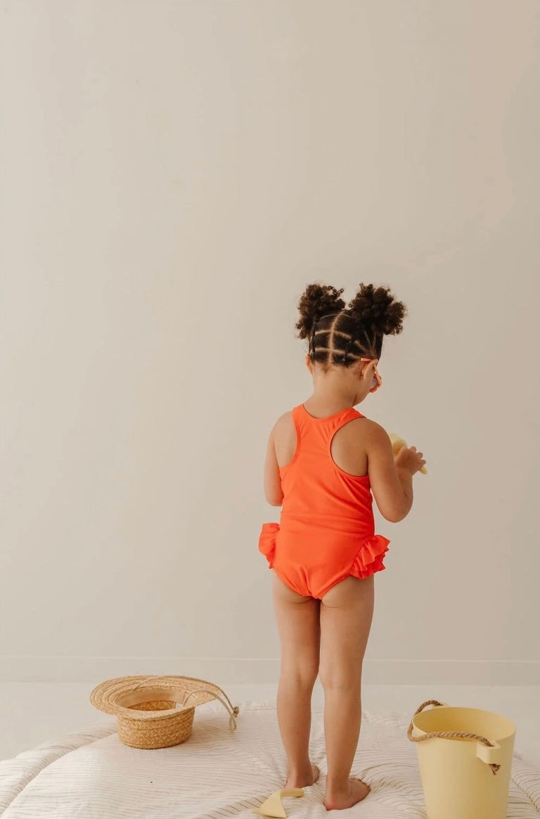 Salty Orange Ruffle Swimsuit