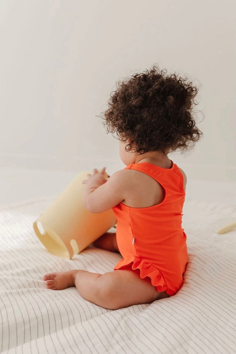 Salty Orange Ruffle Swimsuit