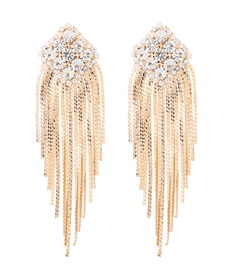 Diamond Fringe Drops in Gold