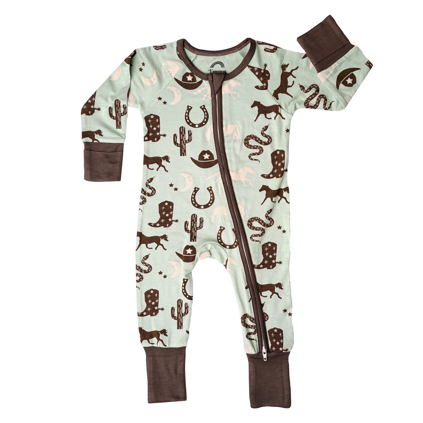 Giddyup Bamboo Convertible Romper Sleeper Western Baby