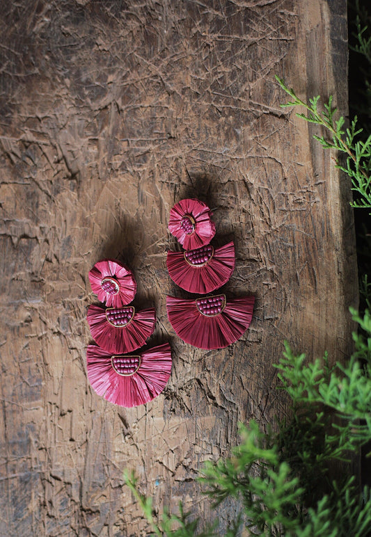 Trinity Drop Earrings in Dark Rouge - Cooper Lucy