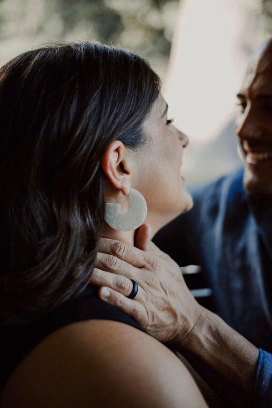 Circlet Earrings in Albino Tortoise - Cooper Lucy