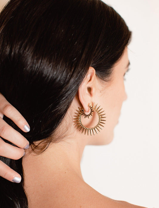 Mini Sunburst Hoop Earrings Gold - Cooper Lucy