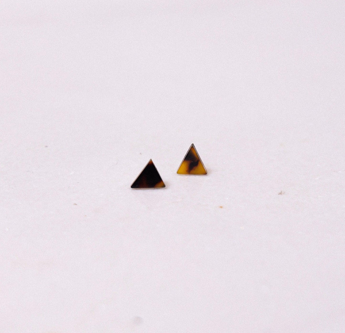 Classic Tortoise Triangle Stud Earrings - Cooper Lucy