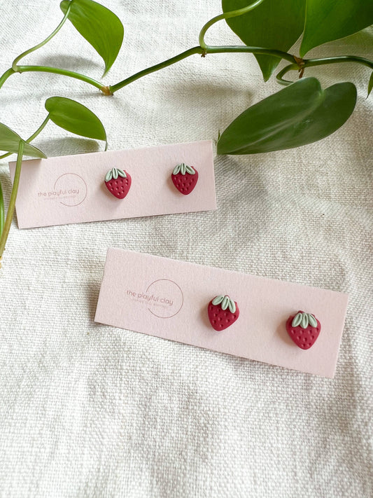 Clay Strawberry Studs