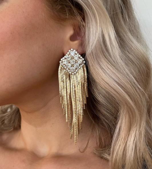 Diamond Fringe Drops in Gold