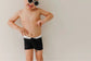 Midnight Black Euro Swim Trunks