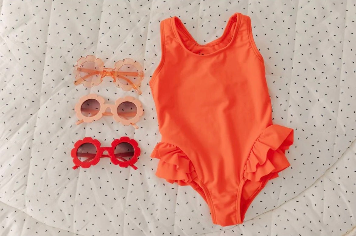 Salty Orange Ruffle Swimsuit