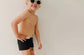 Midnight Black Euro Swim Trunks