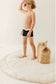 Midnight Black Euro Swim Trunks