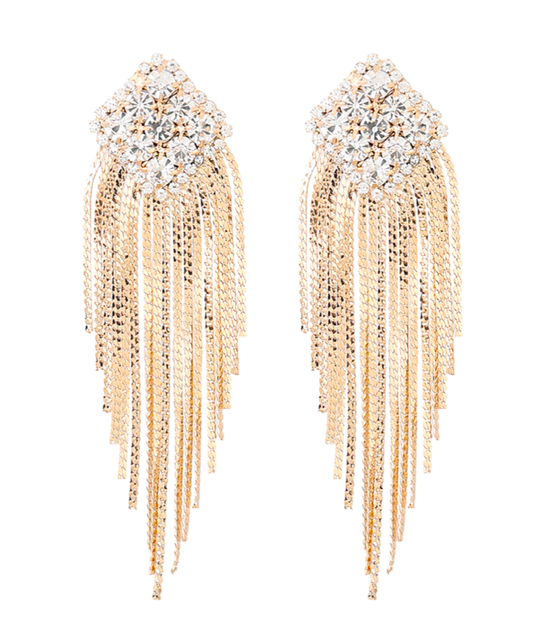 Diamond Fringe Drops in Gold