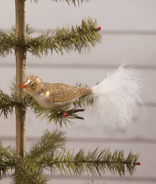 Sparkle Gold Bird Clip Ornament