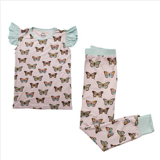 Flutterby Short Sleeve Bamboo Toddler Kids Pajama Set