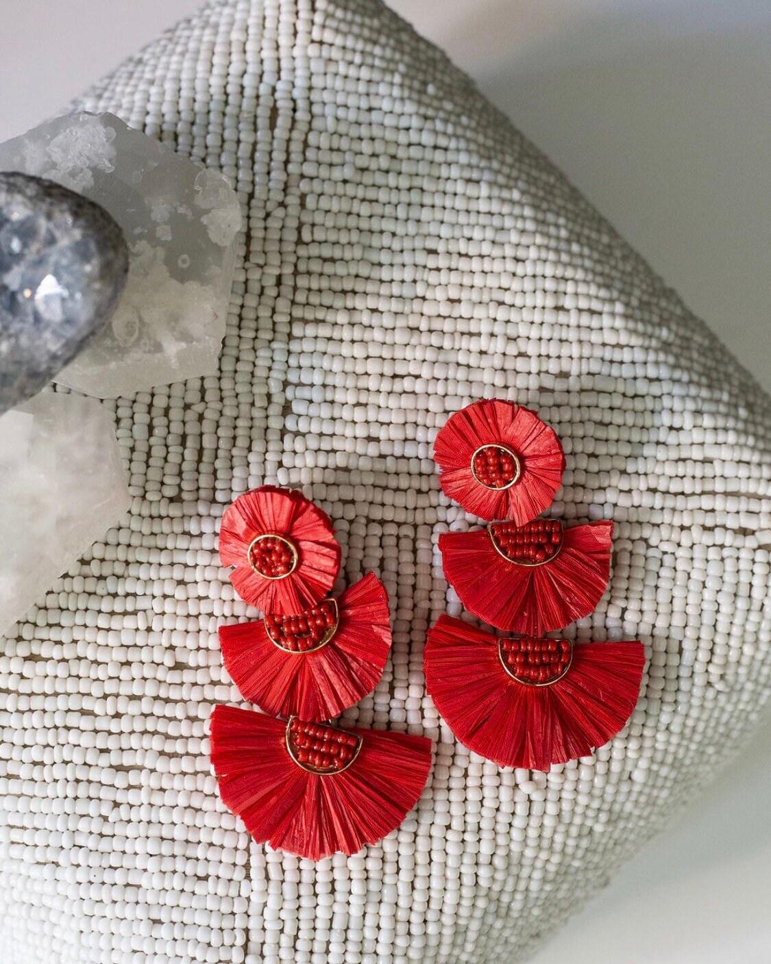 Trinity Drop Earrings in Rouge - Cooper Lucy