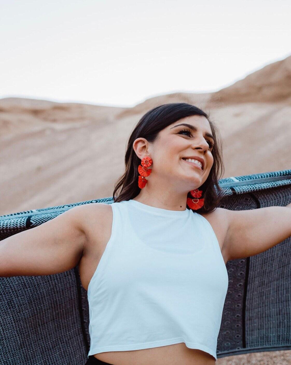 Trinity Drop Earrings in Rouge - Cooper Lucy