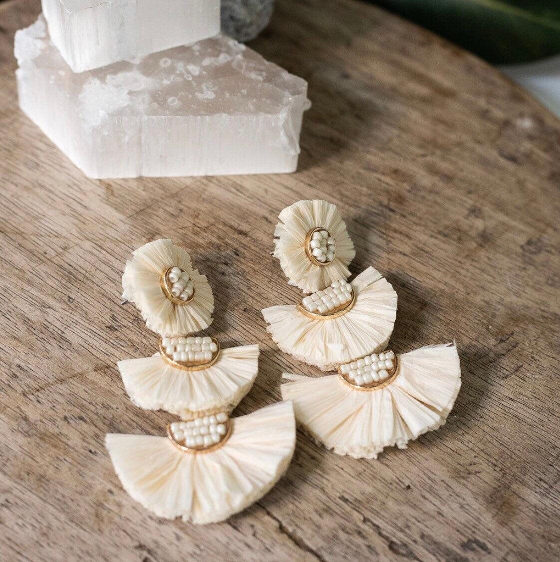 Trinity Drop Earrings in Buff - Cooper Lucy
