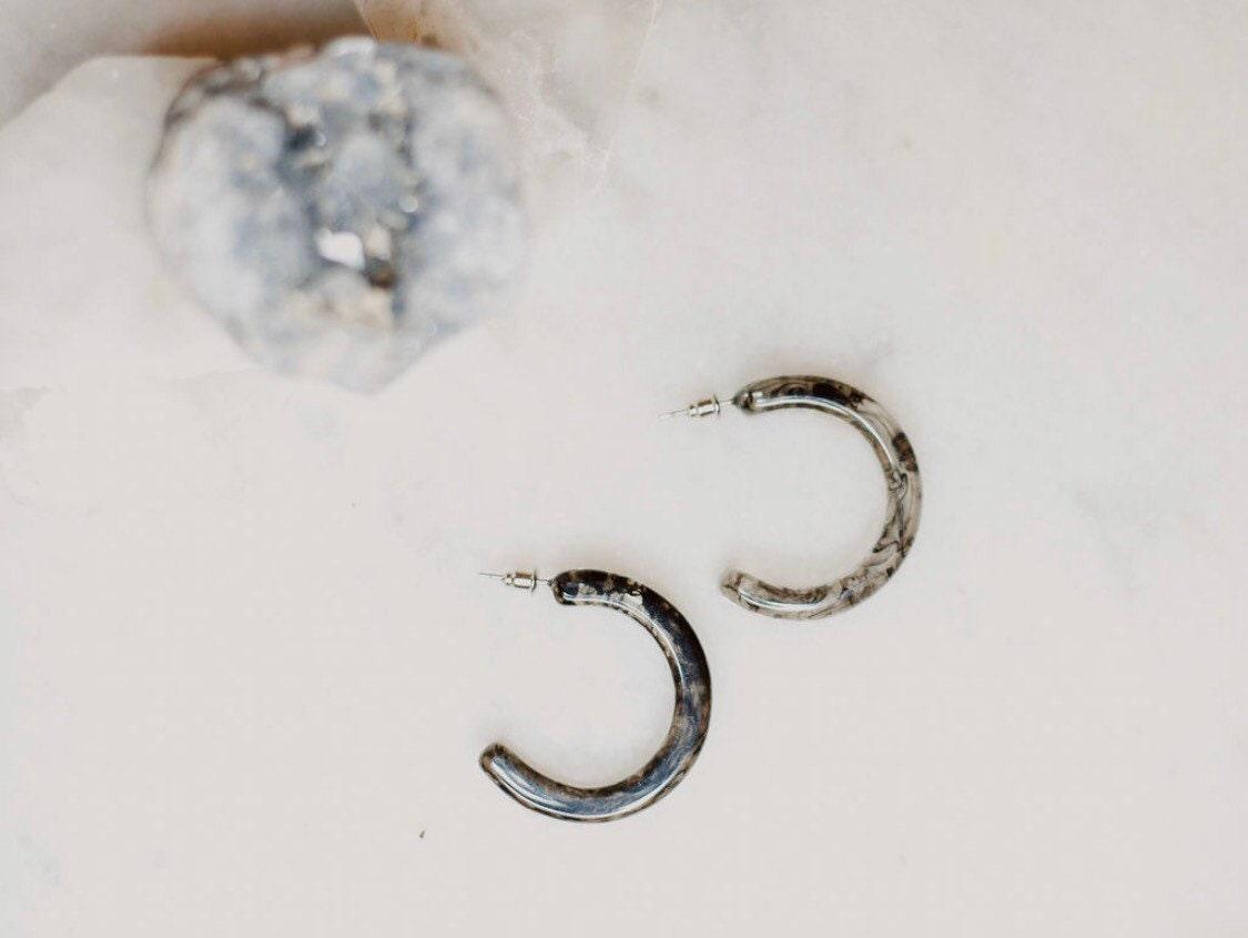 OC Haley Hoops in Carbonized Marble - Cooper Lucy
