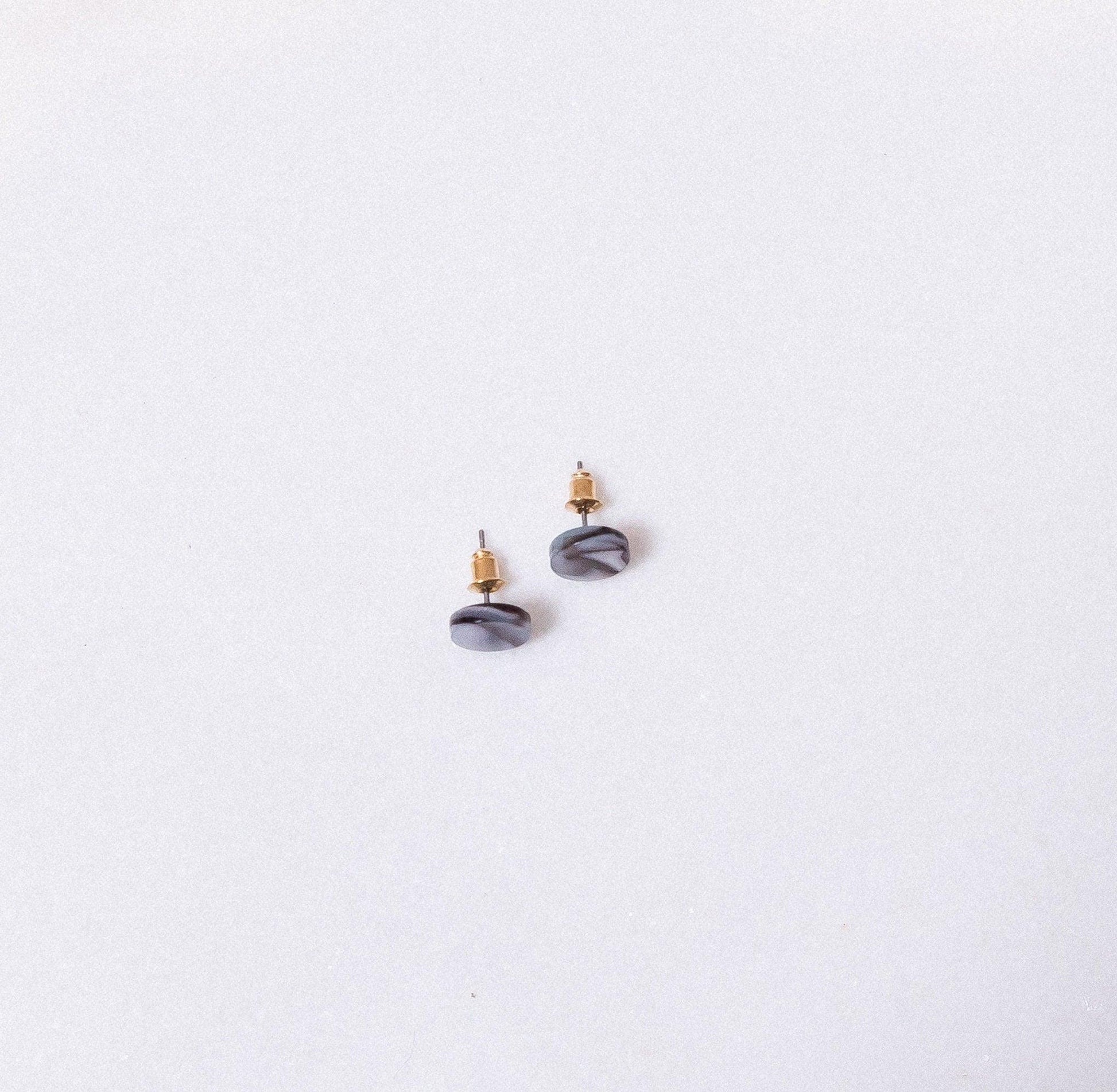 Gray Tortoise Stud Earrings - Cooper Lucy