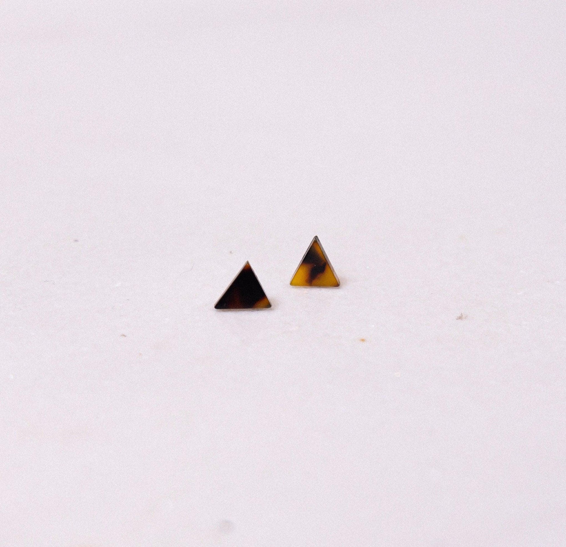 Classic Tortoise Triangle Stud Earrings - Cooper Lucy
