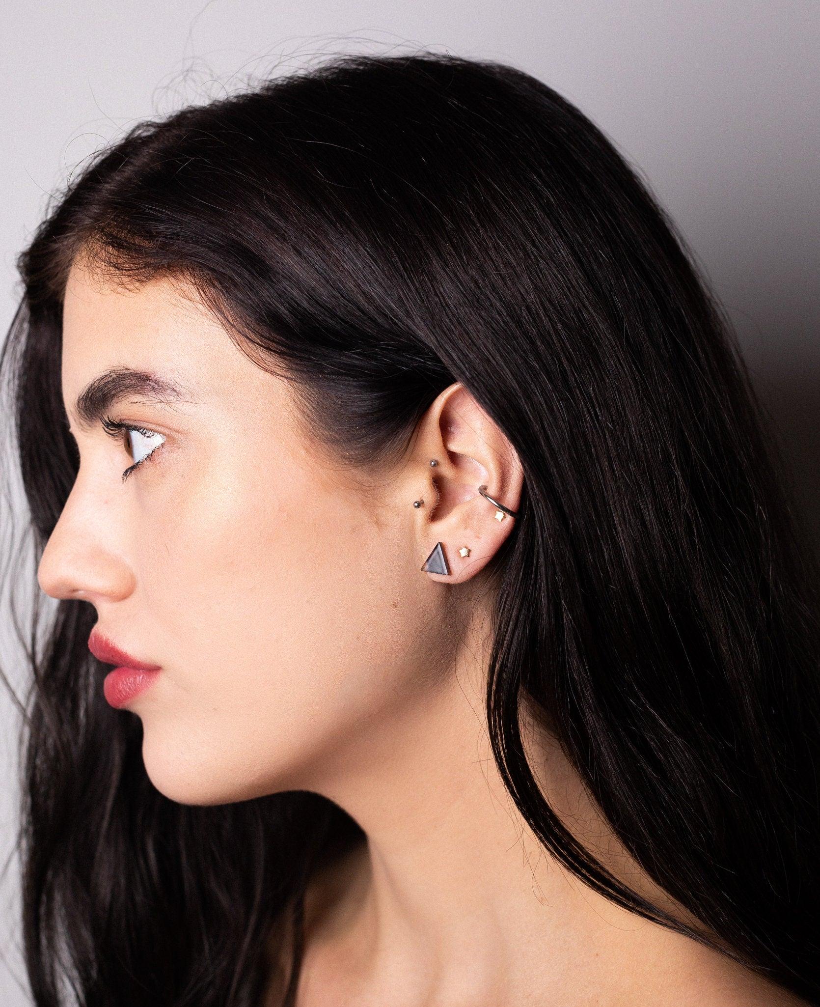 Classic Tortoise Triangle Stud Earrings - Cooper Lucy