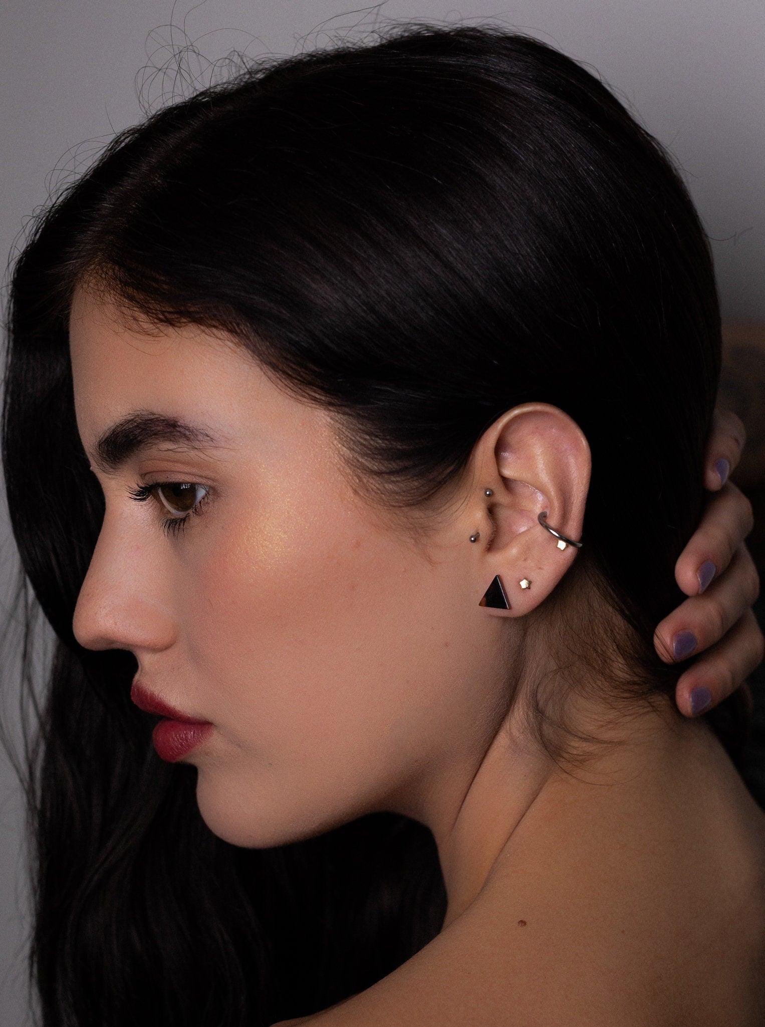 Classic Tortoise Triangle Stud Earrings - Cooper Lucy