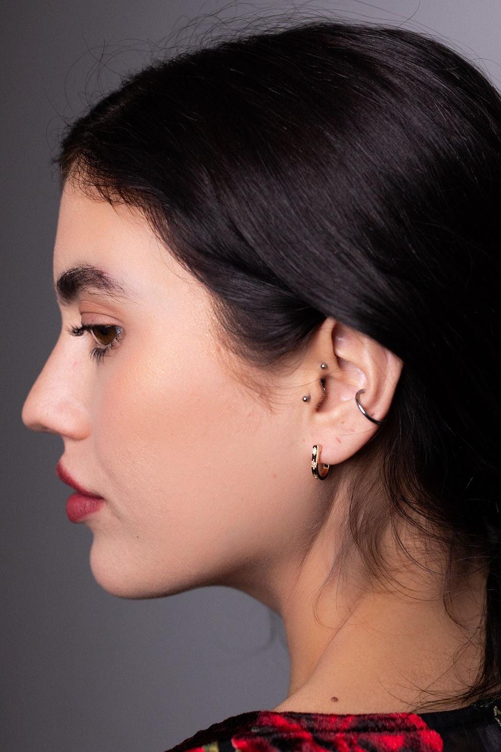 Starlite Huggie Hoop Earrings Diamond Gold - Cooper Lucy