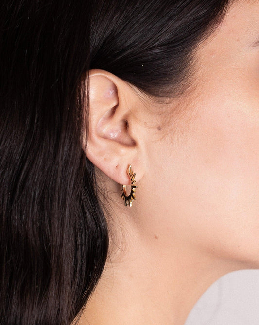 Mini Sunburst Hoop Earrings Gold - Cooper Lucy