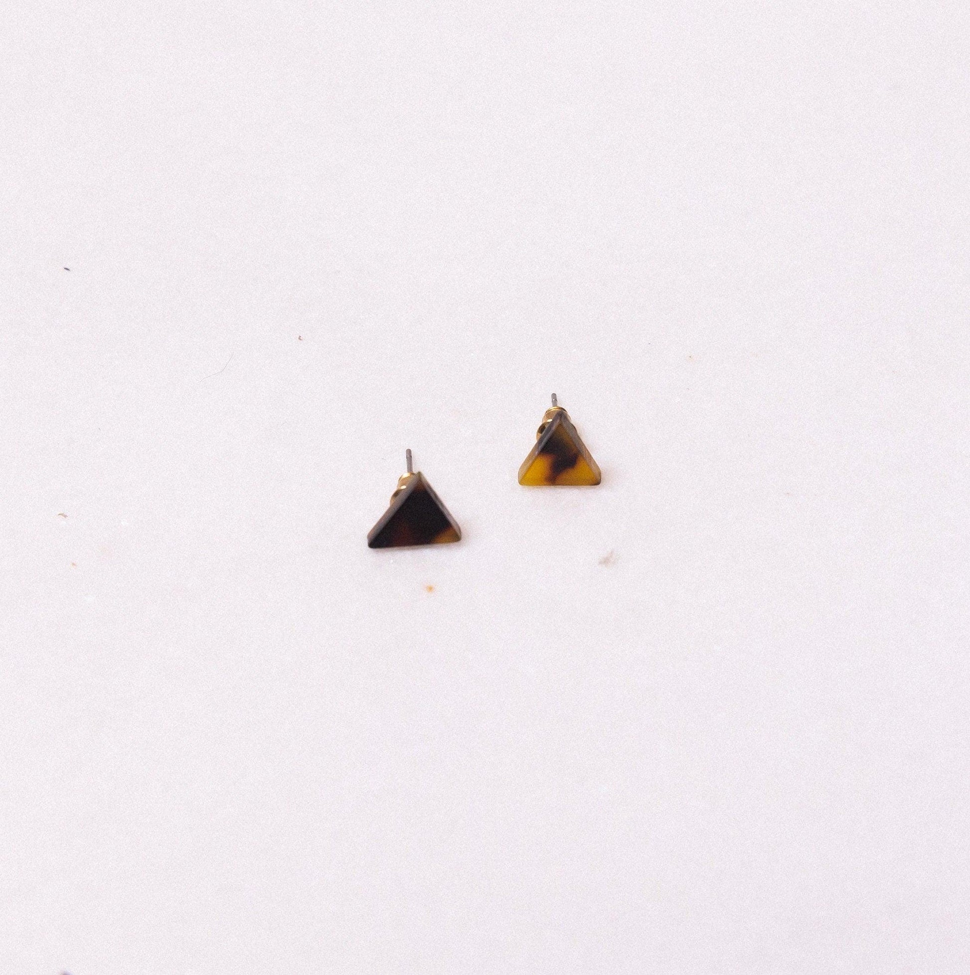 Classic Tortoise Triangle Stud Earrings - Cooper Lucy