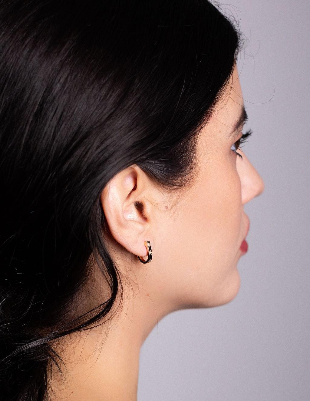 Starlite Huggie Hoop Earrings Diamond Gold - Cooper Lucy